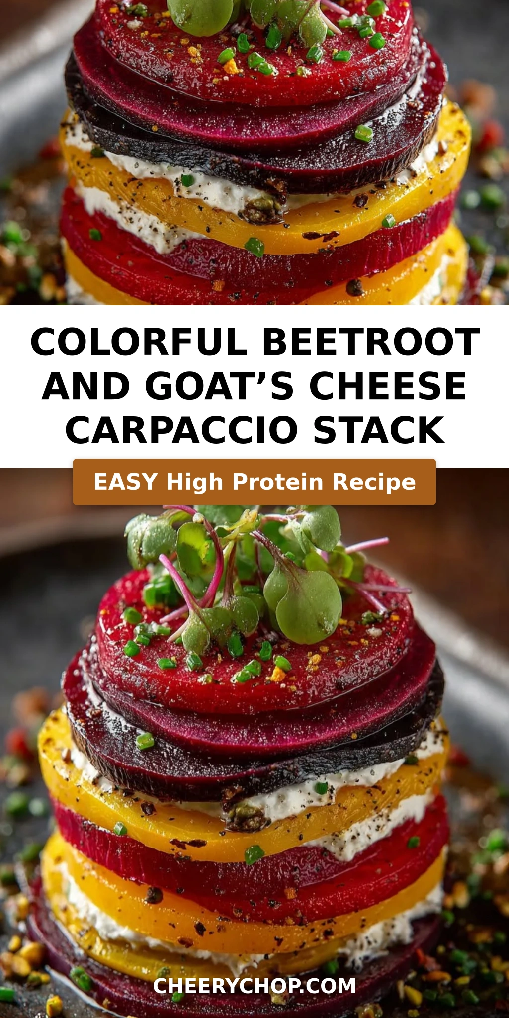 Colorful Beetroot and Goat’s Cheese Carpaccio Stack