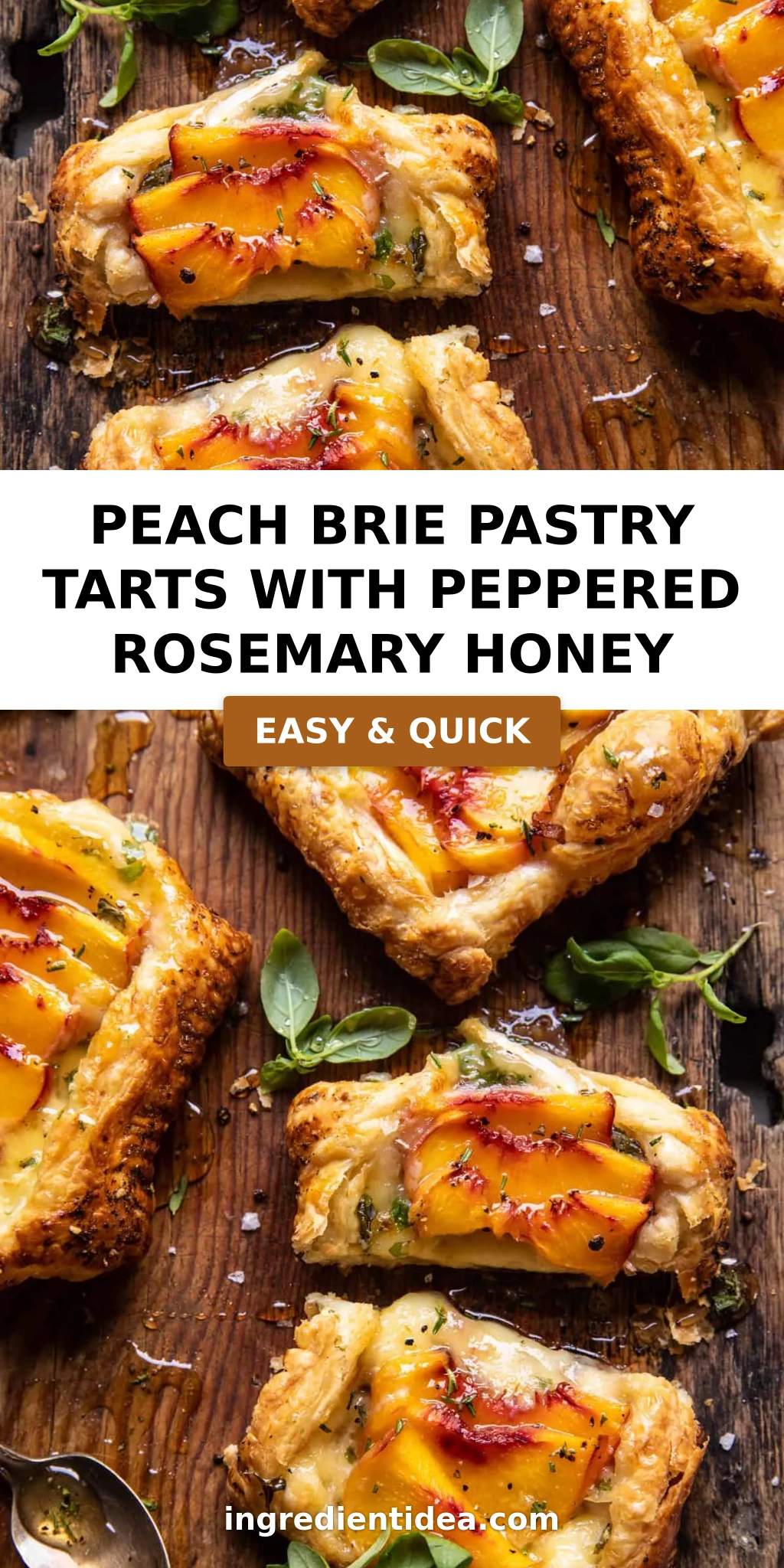 Peach Brie Pastry Tarts with Peppered Rosemary Honey