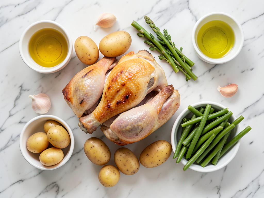 Juicy Herb Roasted Chicken with Baby Potatoes & Green Beans