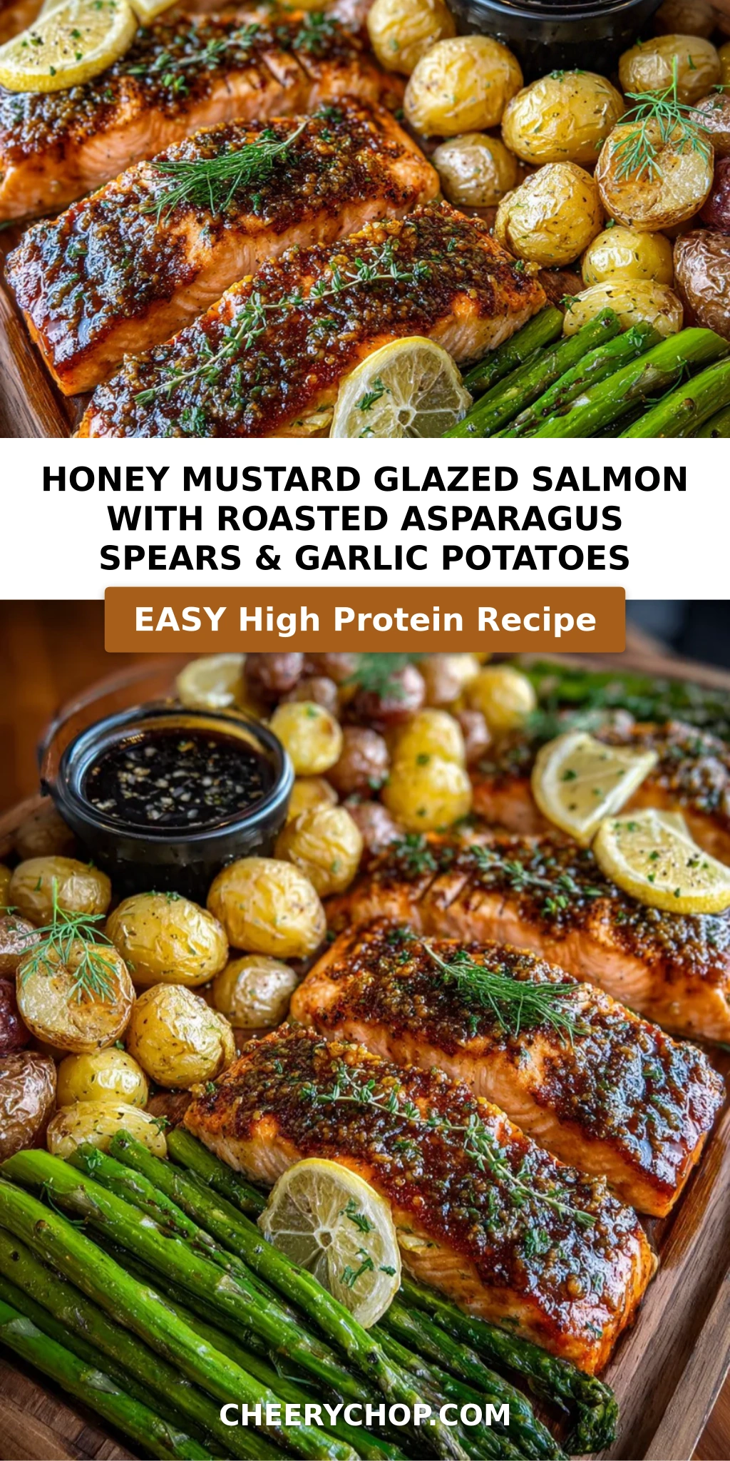 Honey Mustard Glazed Salmon with Roasted Asparagus Spears & Garlic Potatoes