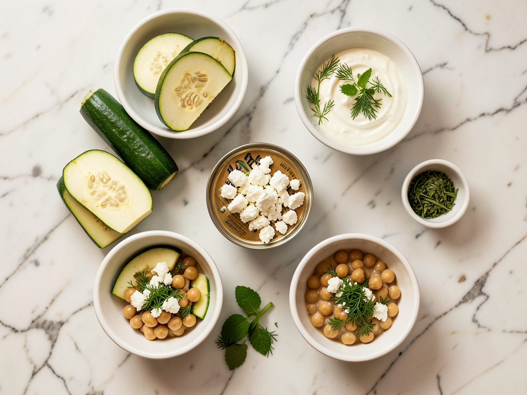 Grilled Zucchini Feta Chickpea Wrap with Herbed Yogurt