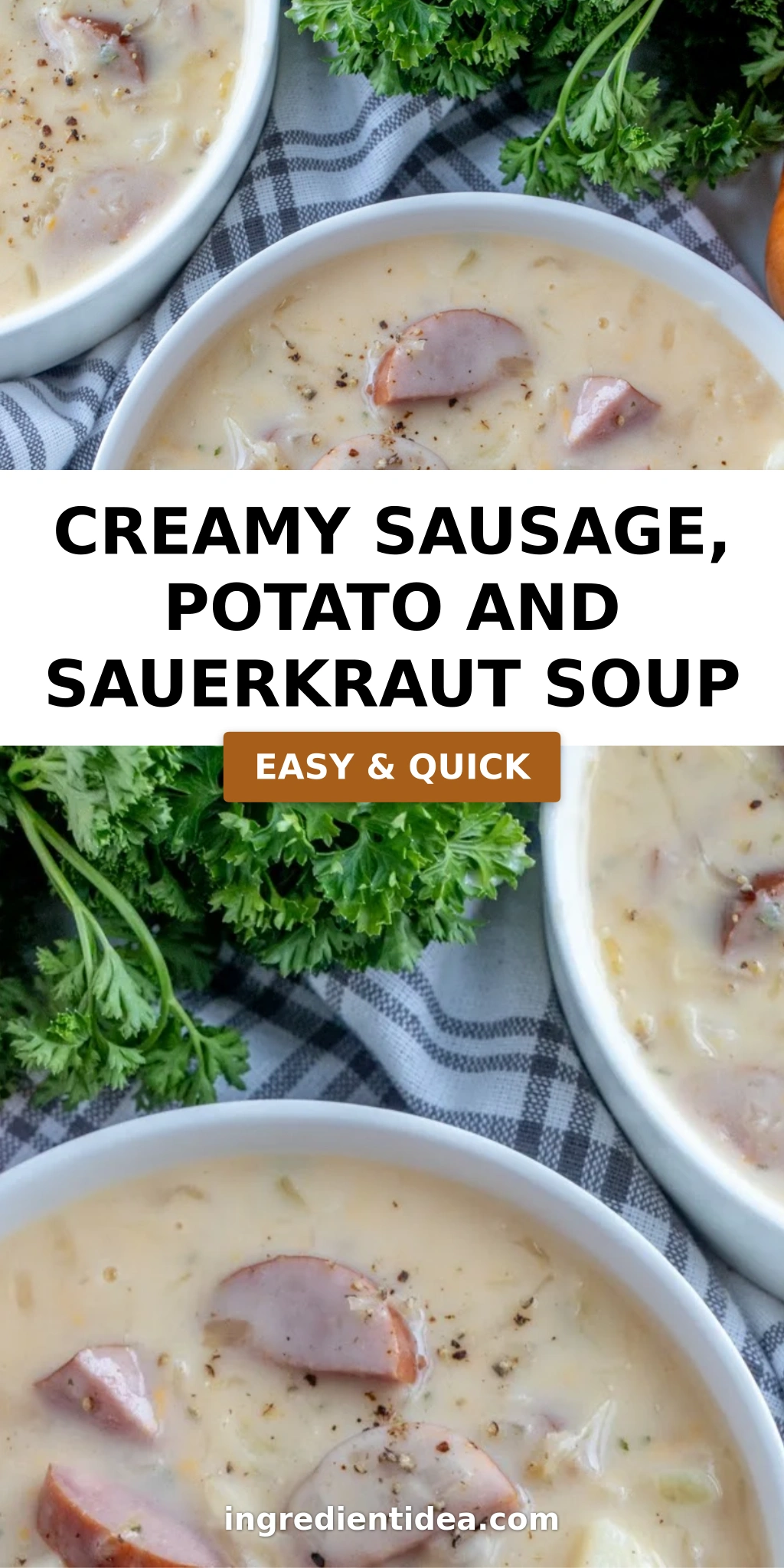 Creamy Sausage, Potato and Sauerkraut Soup