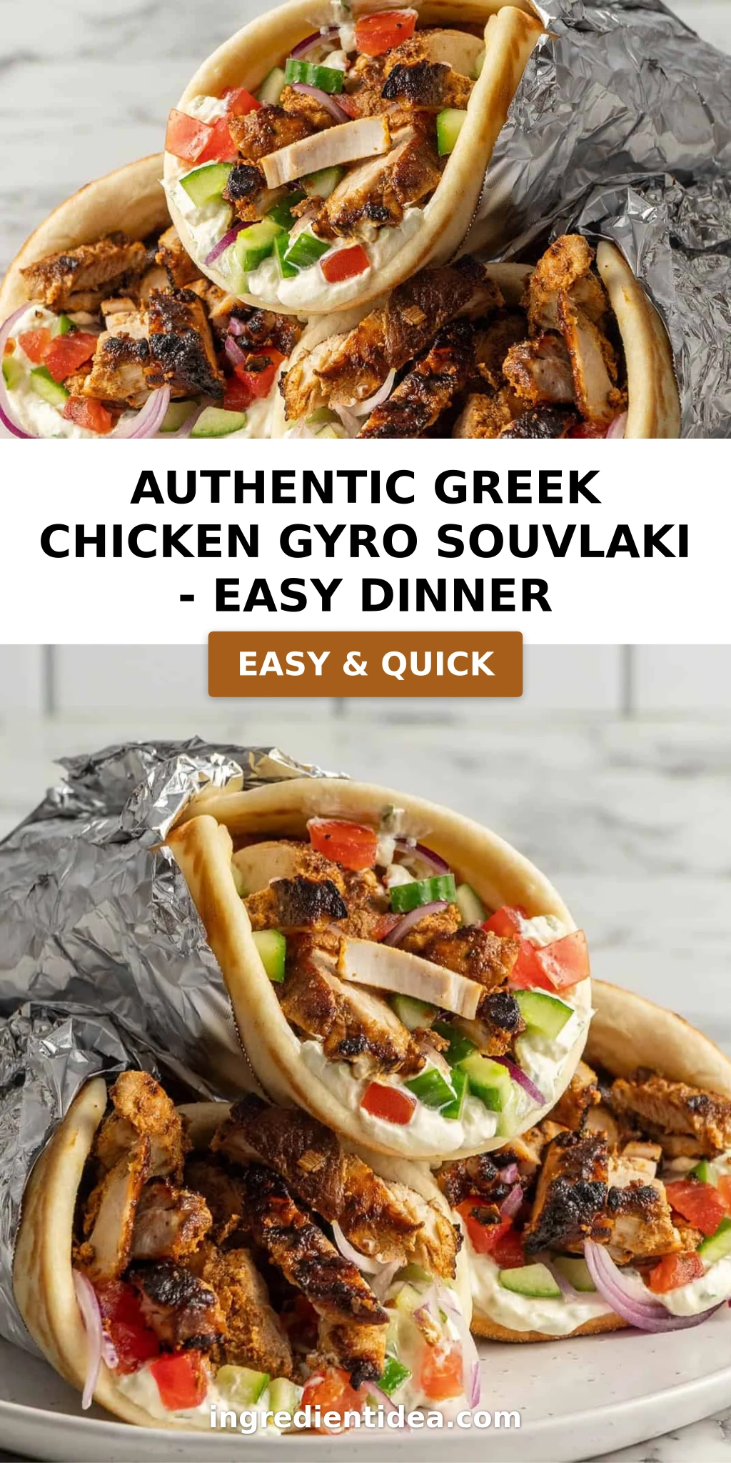 Authentic Greek Chicken Gyro Souvlaki - Easy Dinner