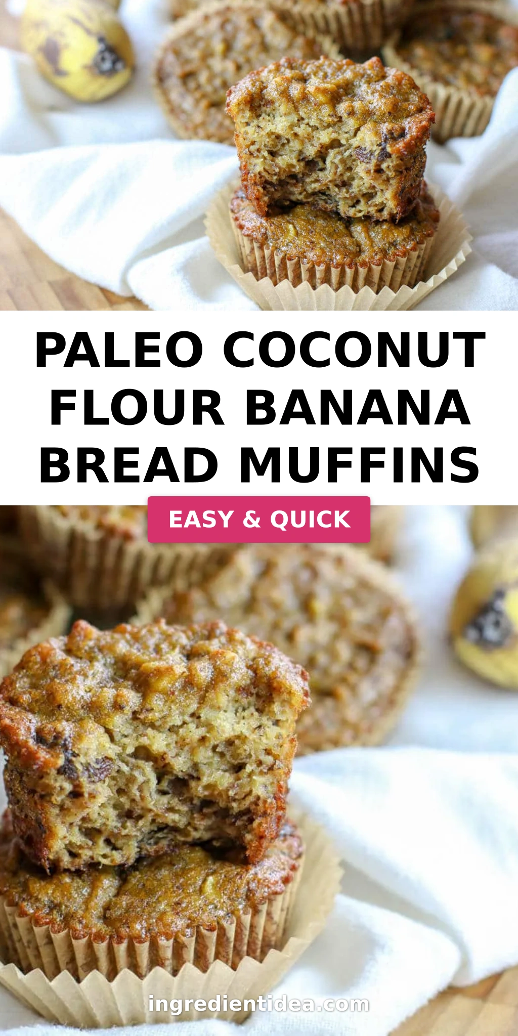 Paleo Coconut Flour Banana Bread Muffins