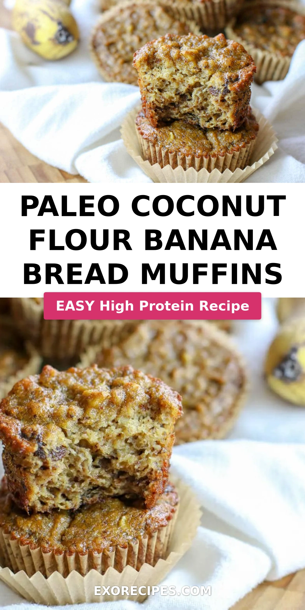 Paleo Coconut Flour Banana Bread Muffins