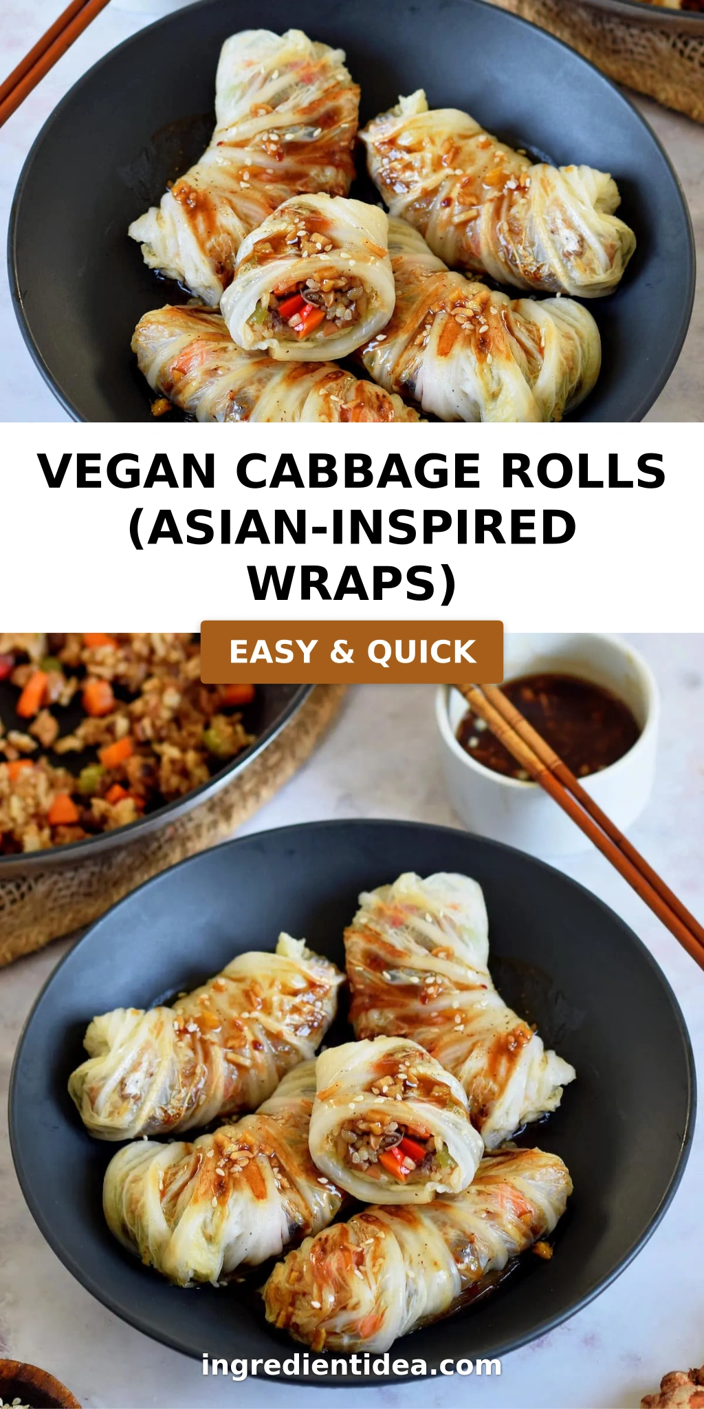 Vegan Cabbage Rolls (Asian-Inspired Wraps)
