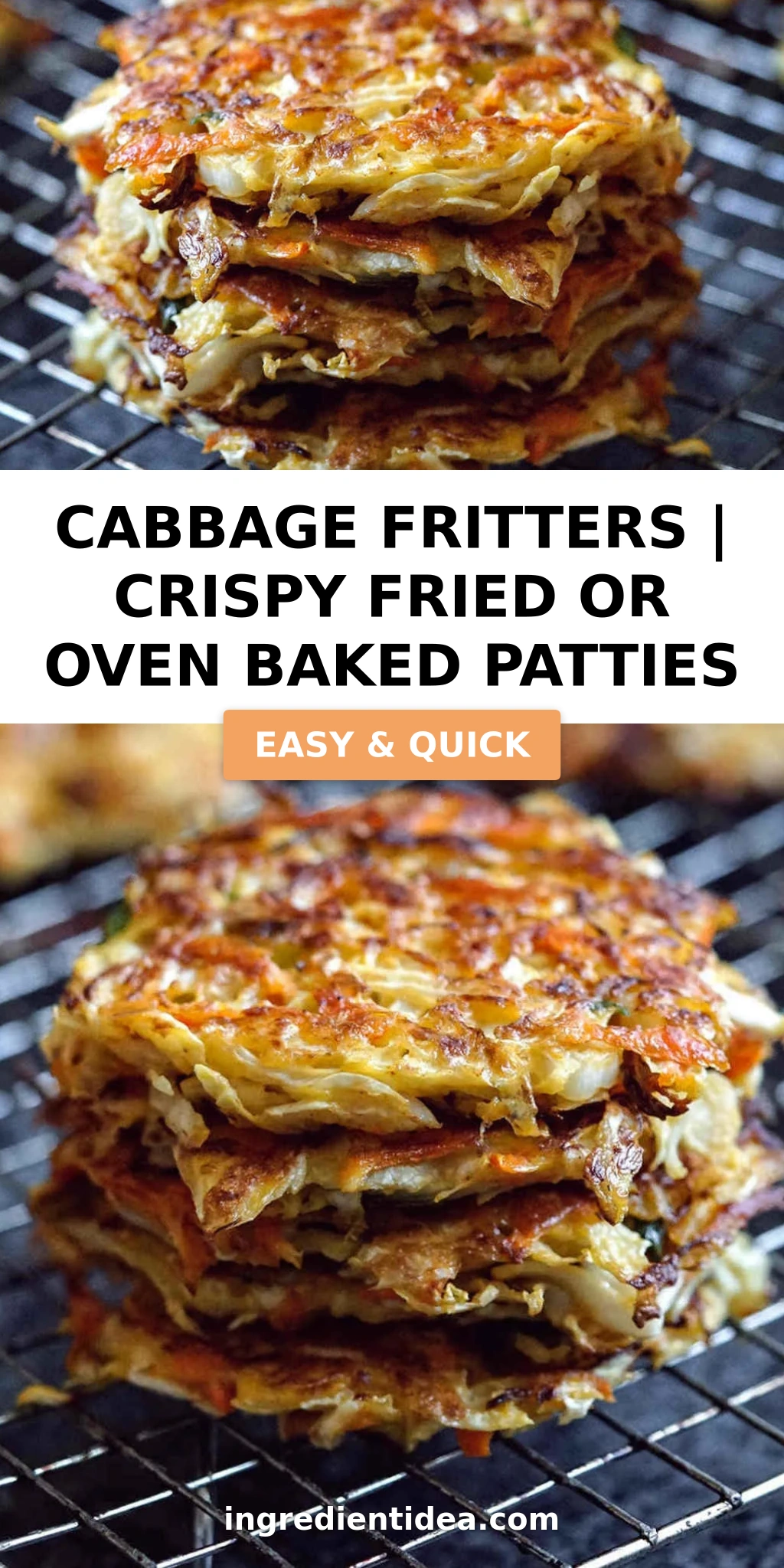 Cabbage Fritters | Crispy Fried or Oven Baked Patties