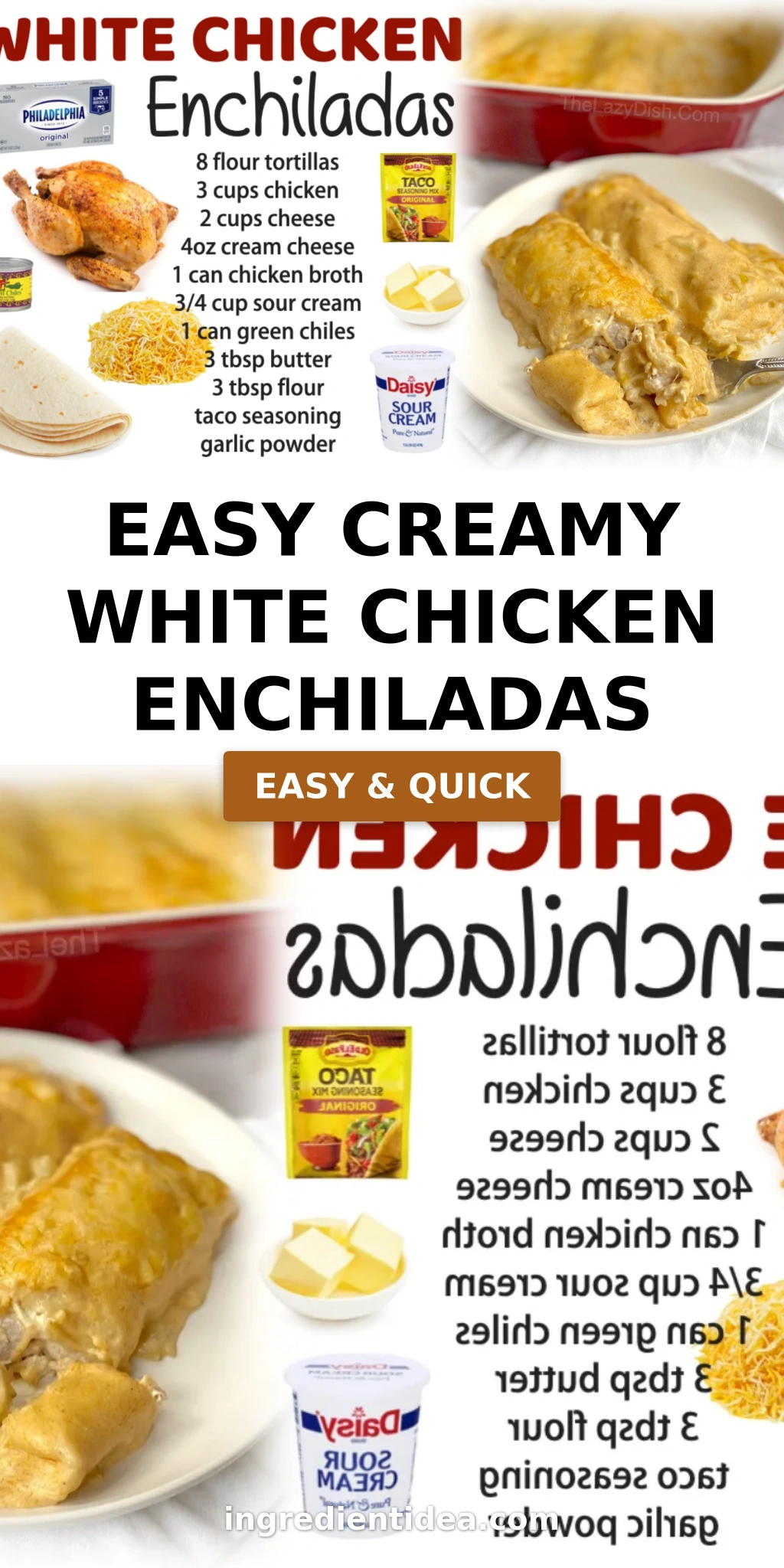 Easy Creamy White Chicken Enchiladas