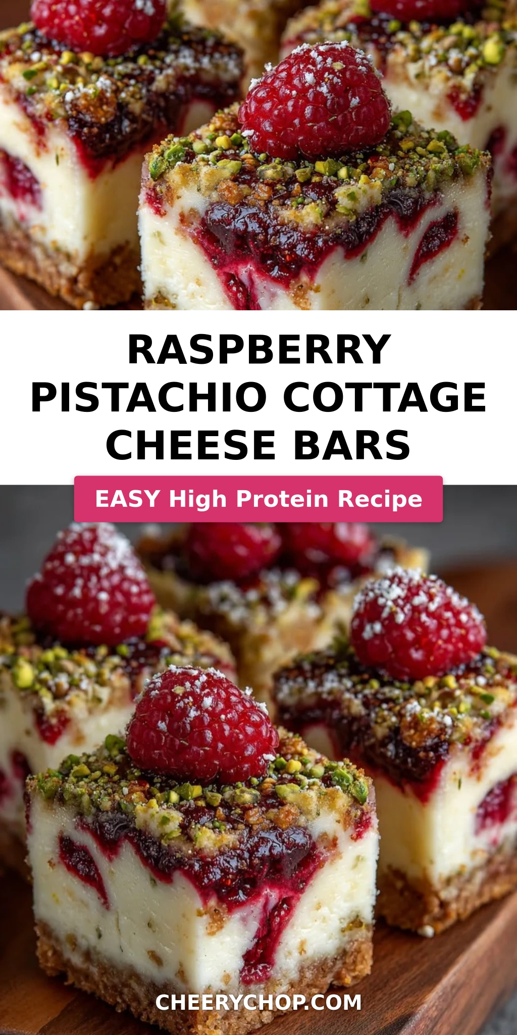 Raspberry Pistachio Cottage Cheese Bars