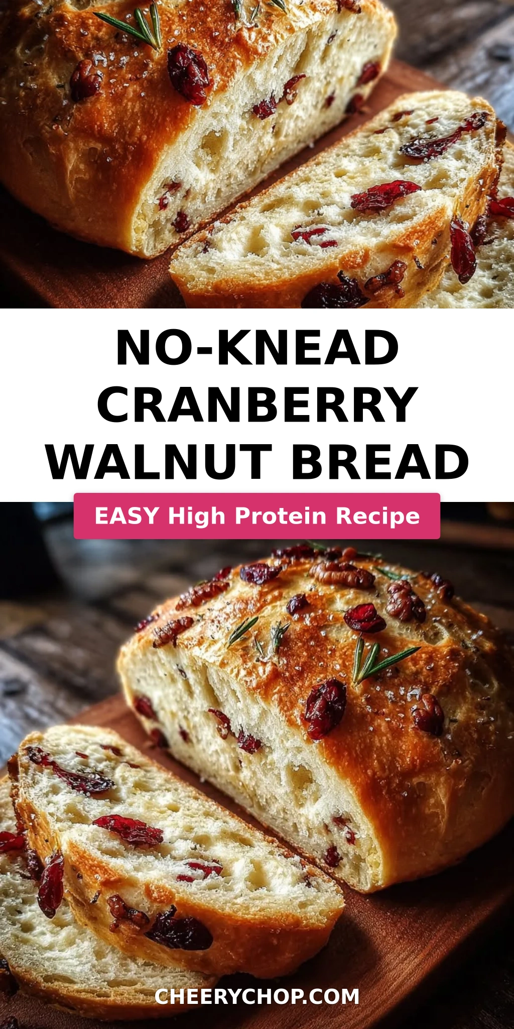 No-Knead Cranberry Walnut Bread