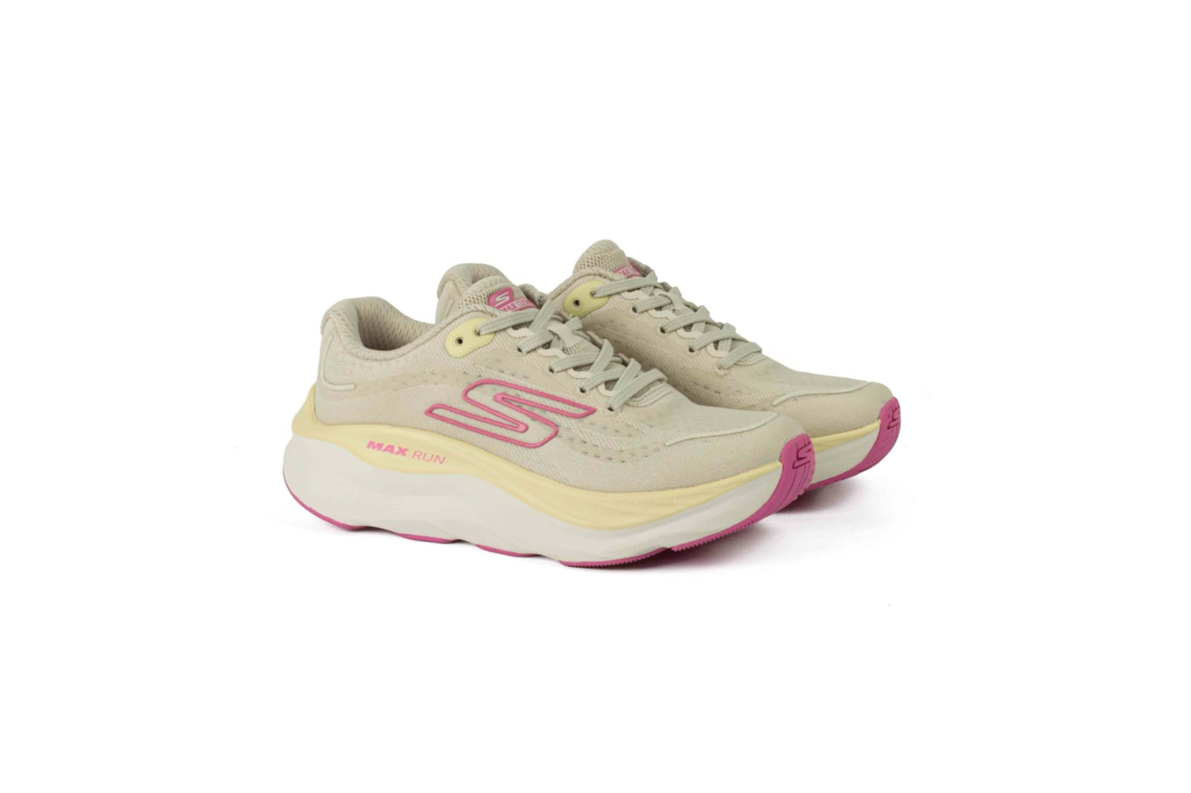 TENIS SKECHERS MUJER MAX RUN GRIS/AMARILLO vista 1