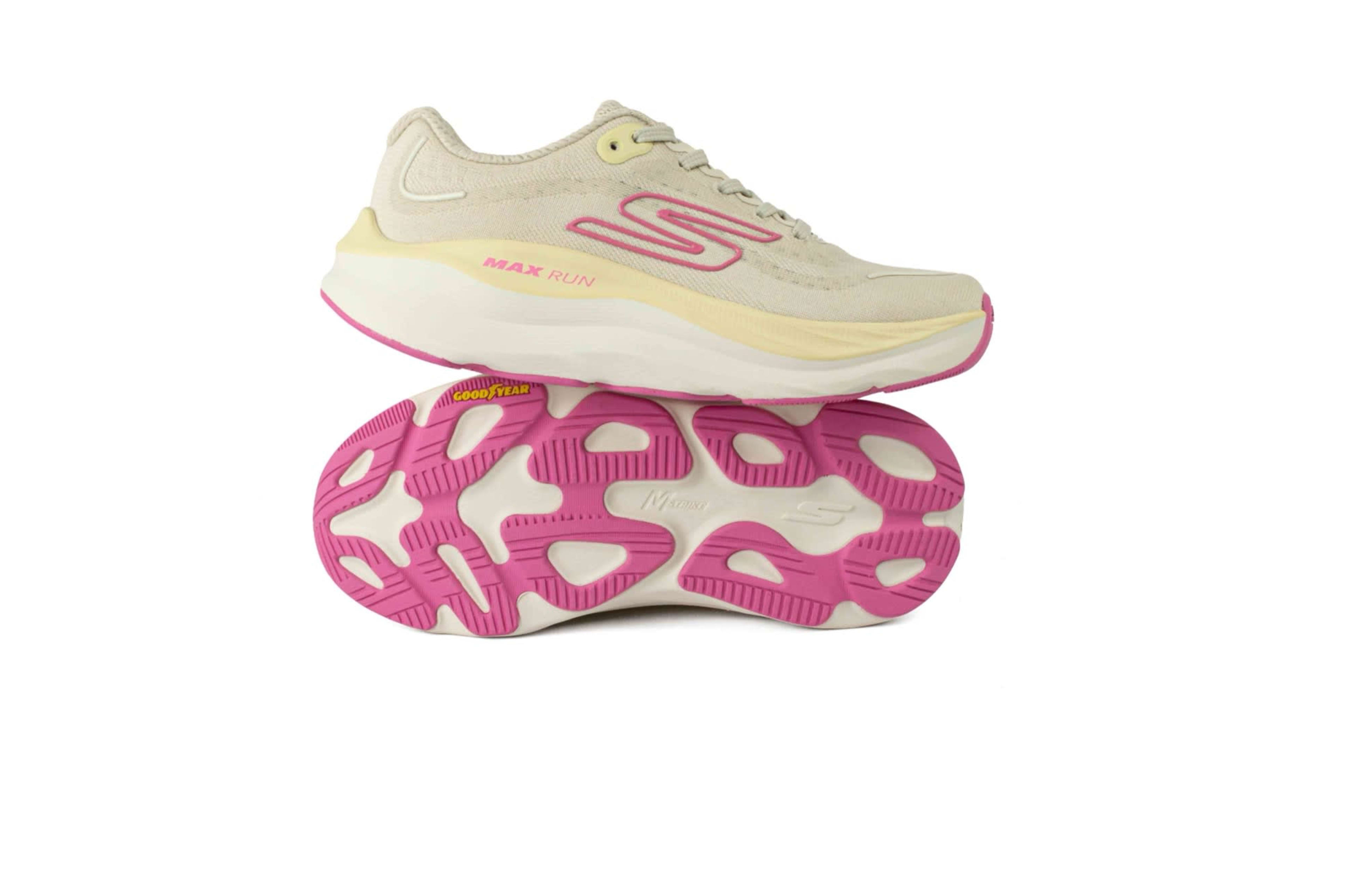 TENIS SKECHERS MUJER MAX RUN GRIS/AMARILLO vista 6