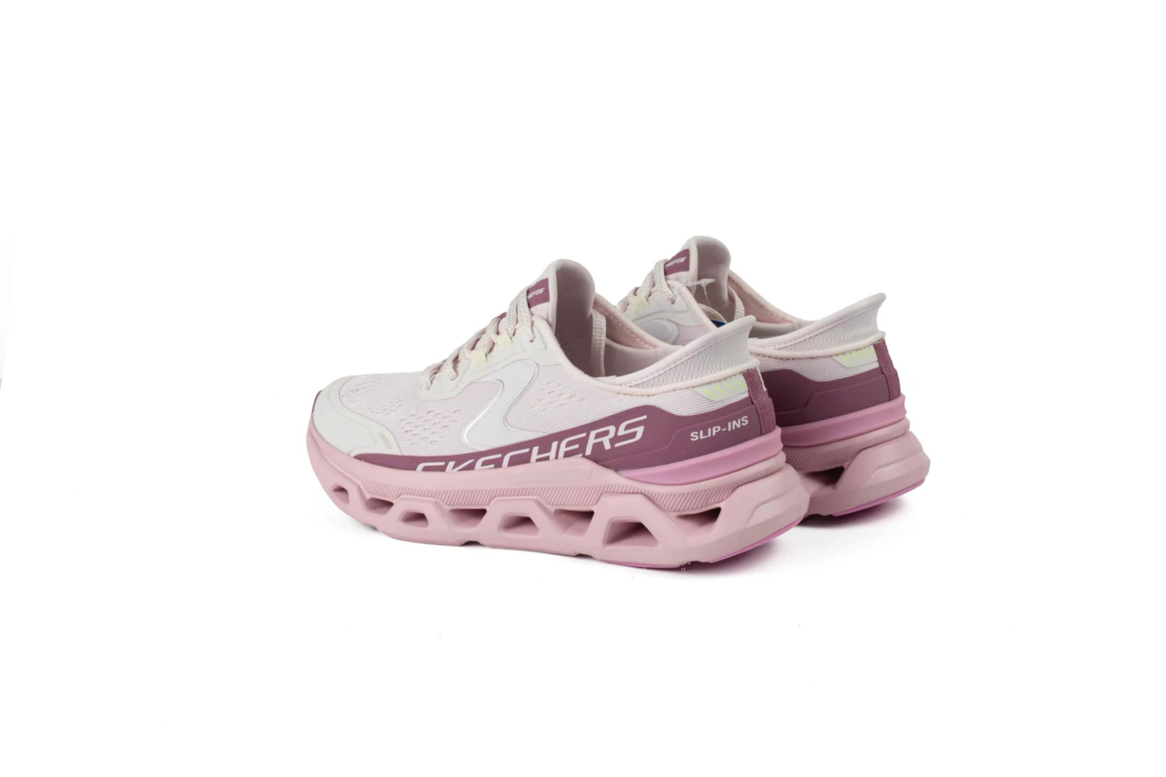 TENIS SKECHERS MUJER GLIDE STEP ALTUS GRIS/ROSADO vista 4