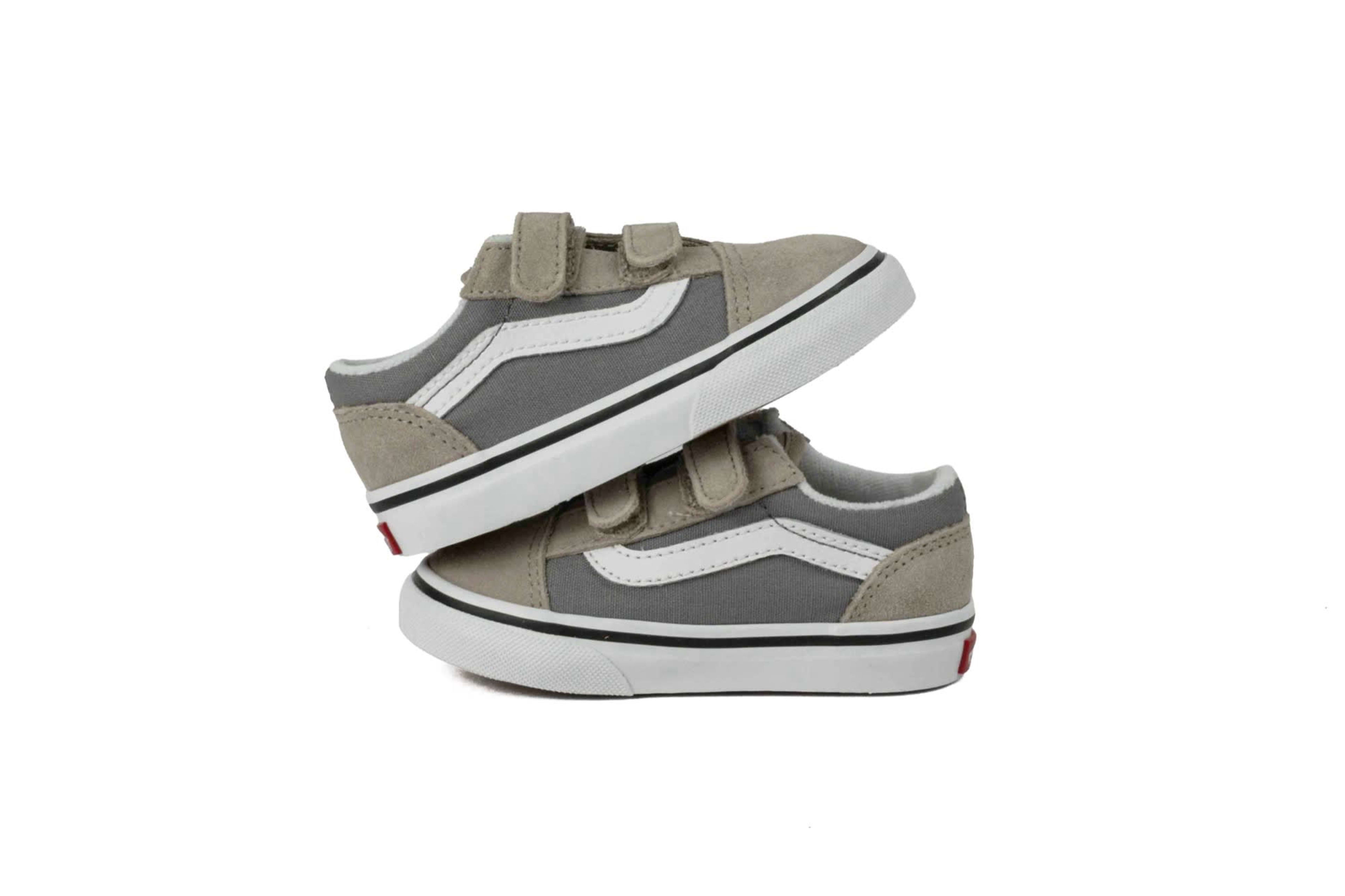 TENIS VANS OLD SKOOL INFANTIL VELCRO GRIS/BLANCO vista 3