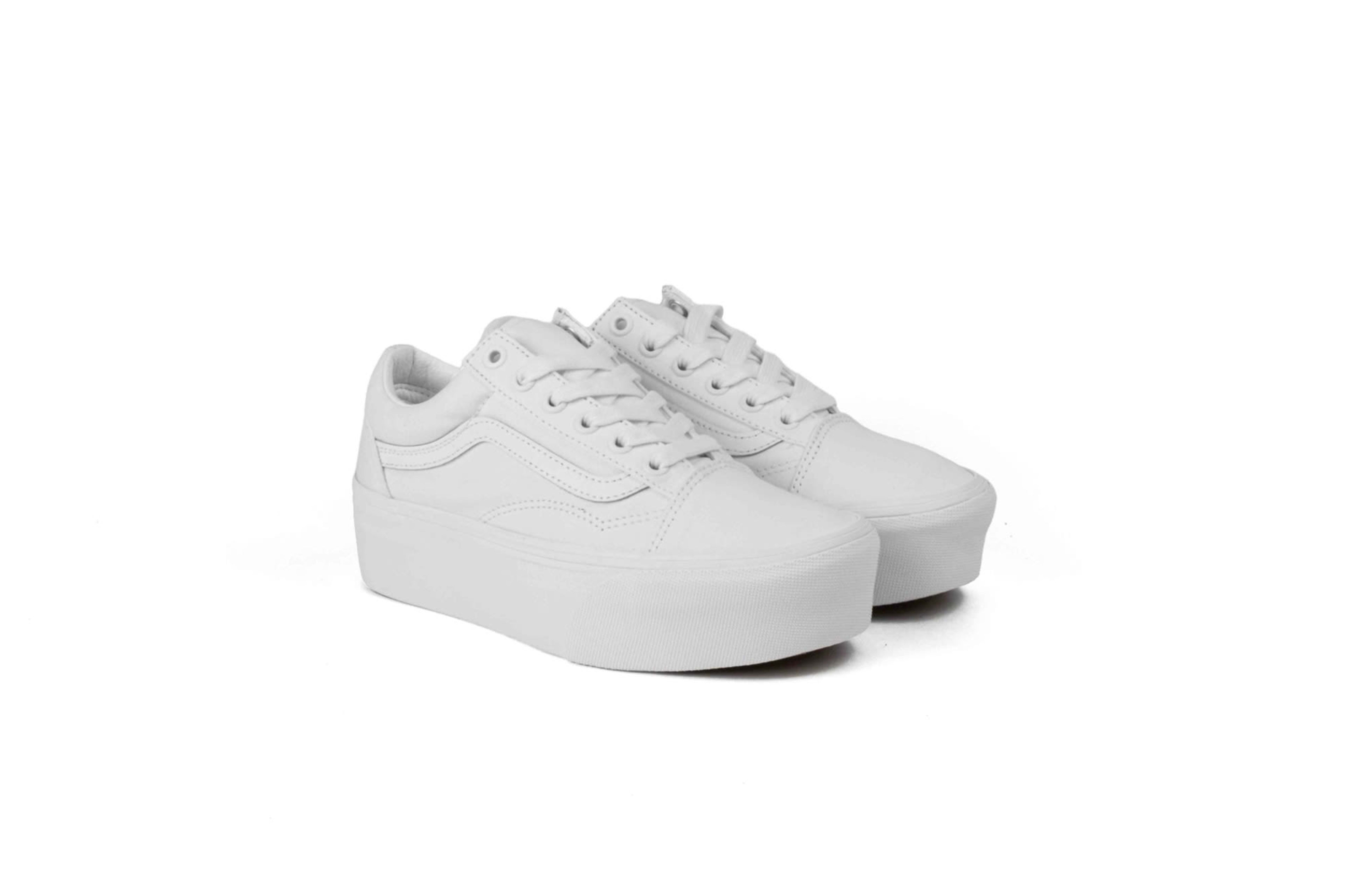 TENIS VANS OLD SKOOL PLATAFORMA TODO BLANCO MUJER vista 1