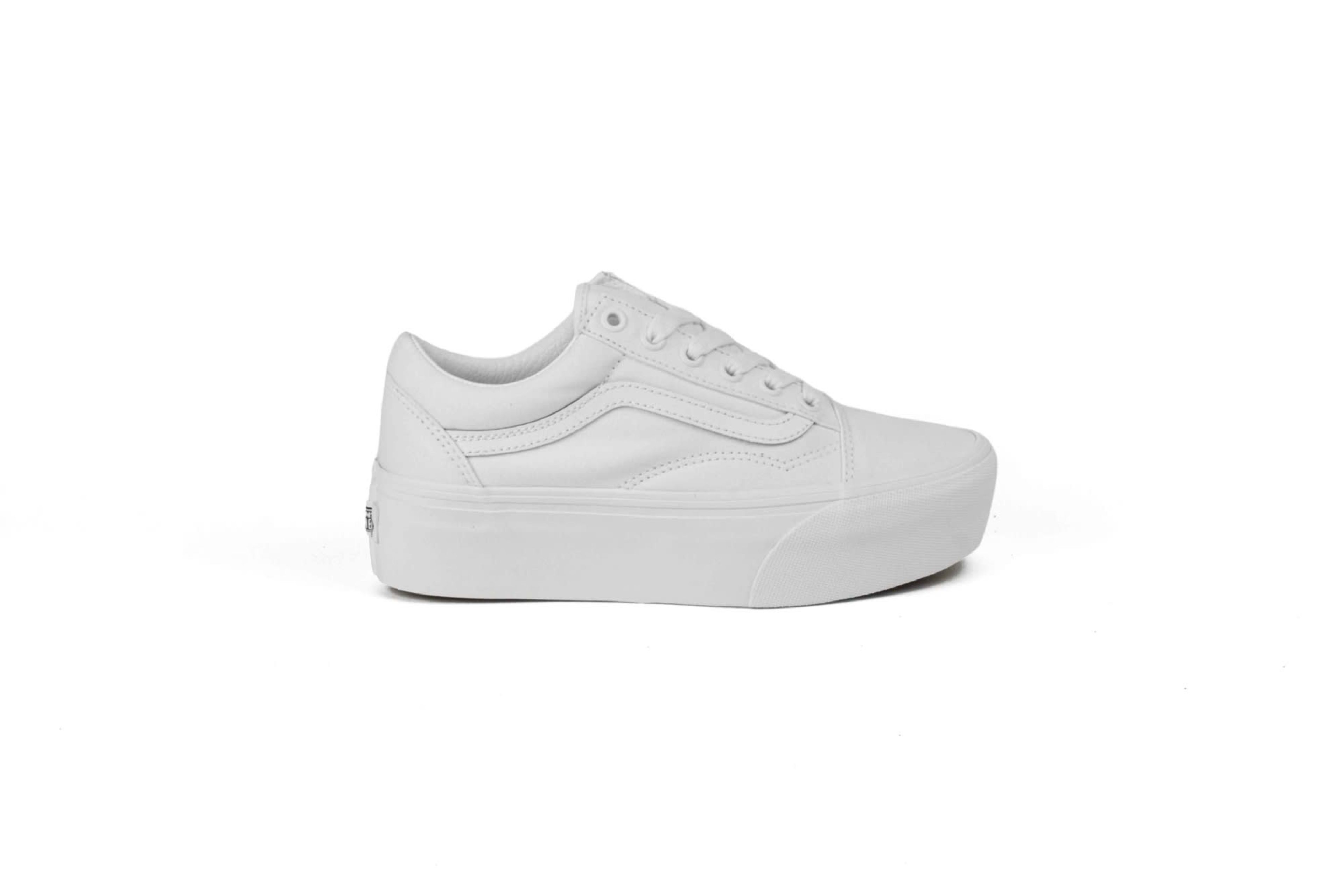 TENIS VANS OLD SKOOL PLATAFORMA TODO BLANCO MUJER vista 2