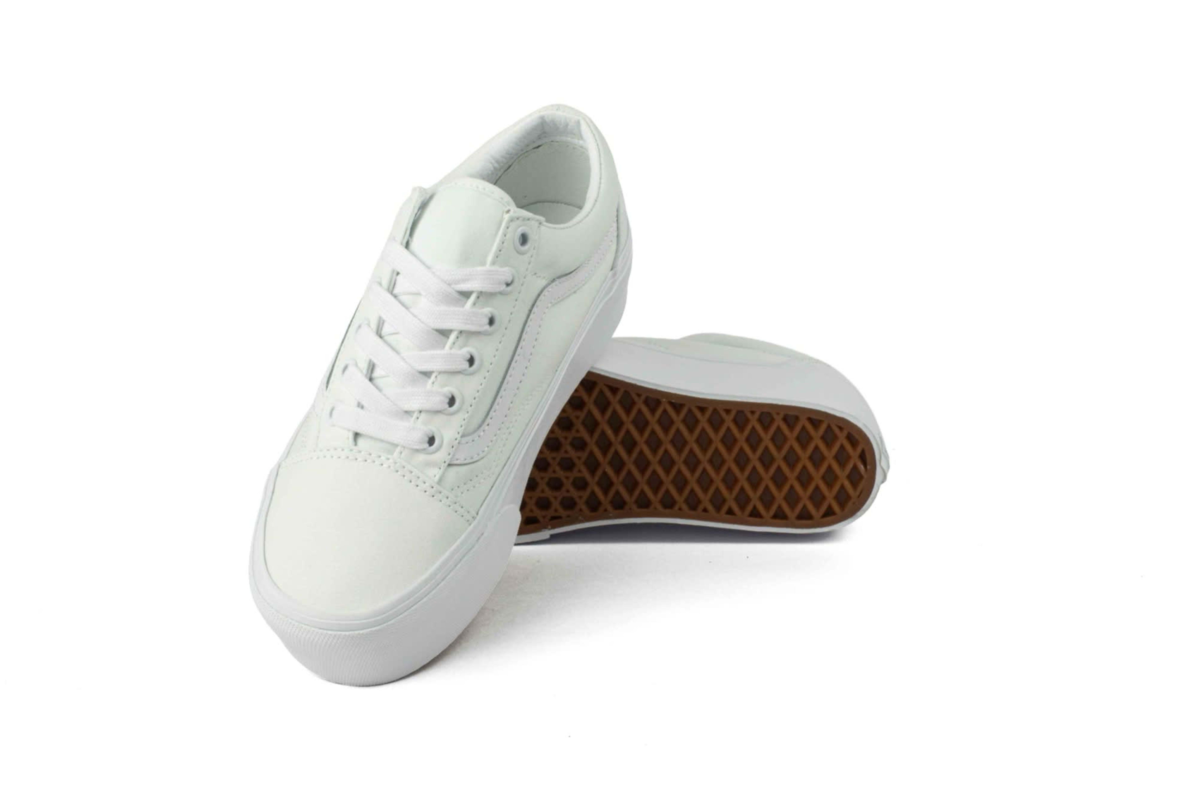 TENIS VANS OLD SKOOL PLATAFORMA TODO BLANCO MUJER vista 5