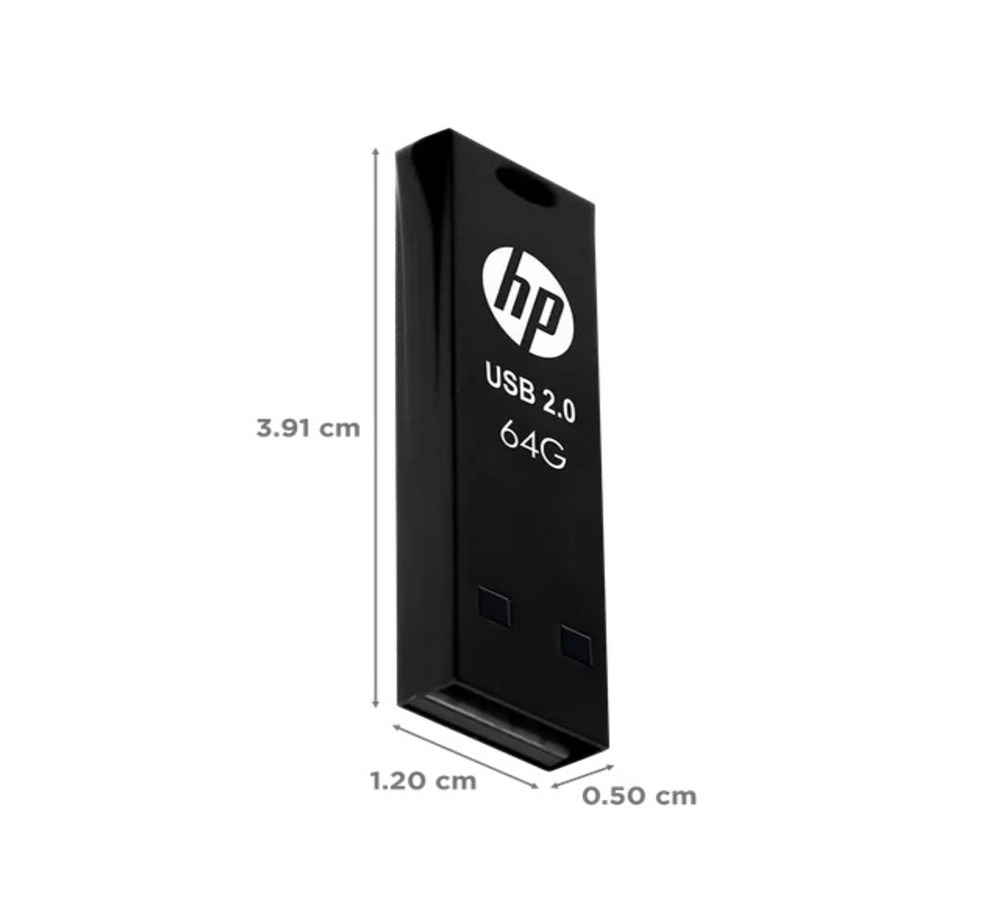 HP V207w 64GB USB 2.0 Pen Drive (Small & Slim Body, MM-USB064GB-47P, Black)