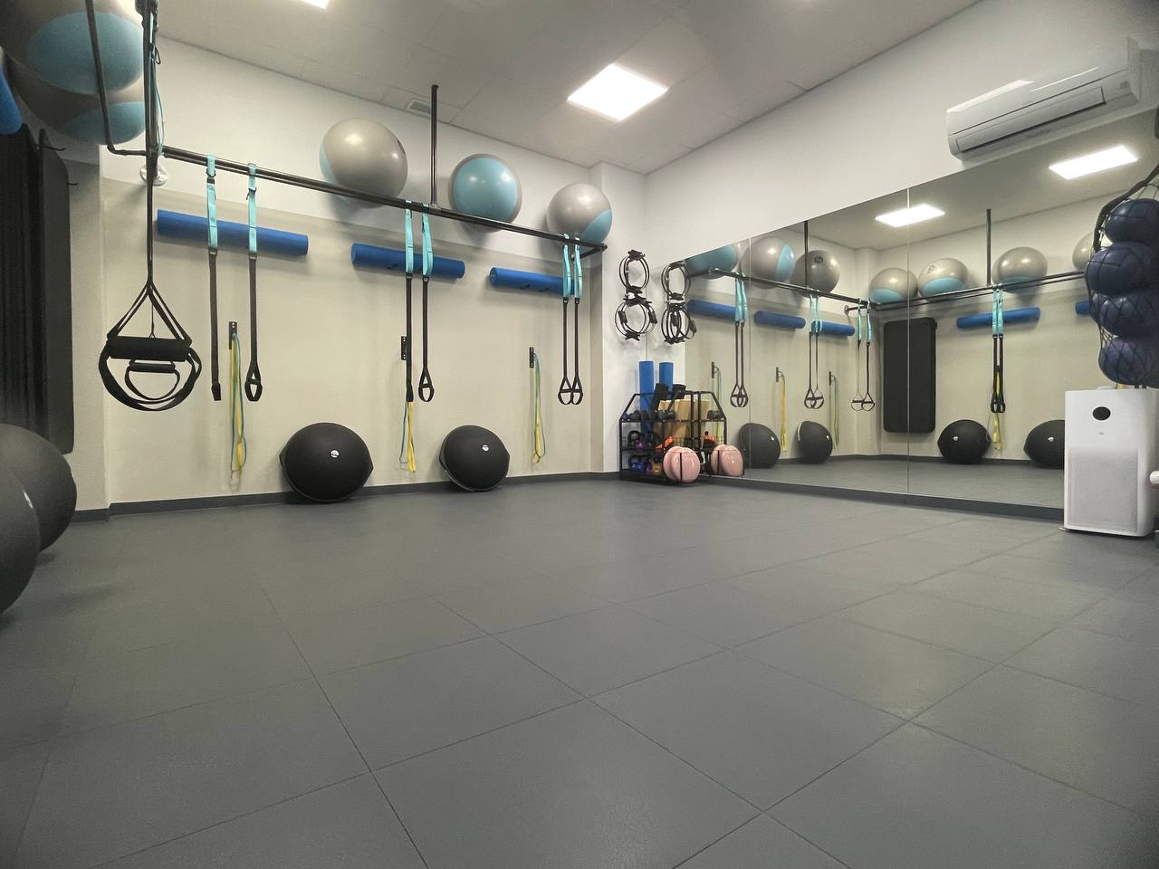 Sala de readaptación y Pilates terapéutico con TRX y fitballs en LSP Rivas