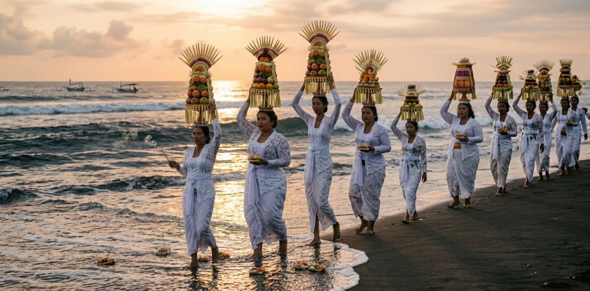 Melasti purification procession, Bali