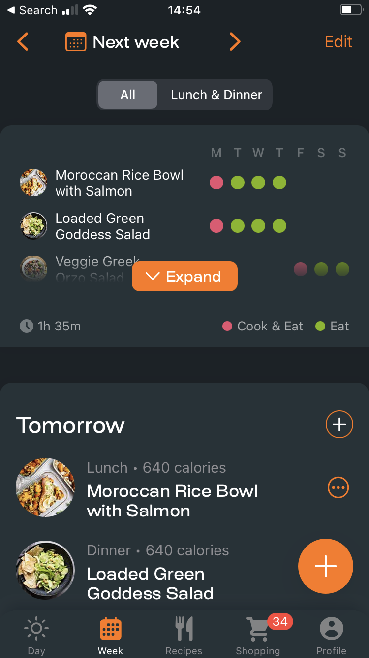 Mealplan Pro app screenshot