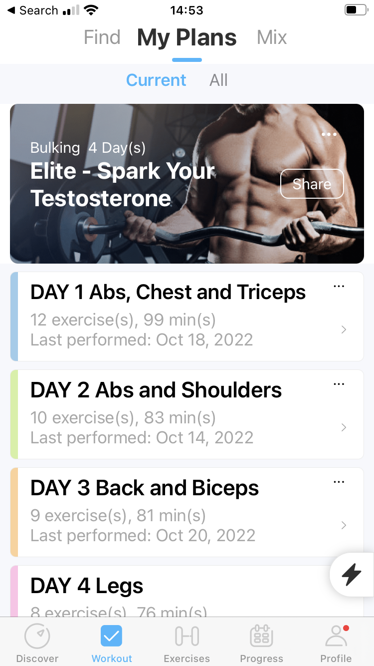 JEFit app screenshot