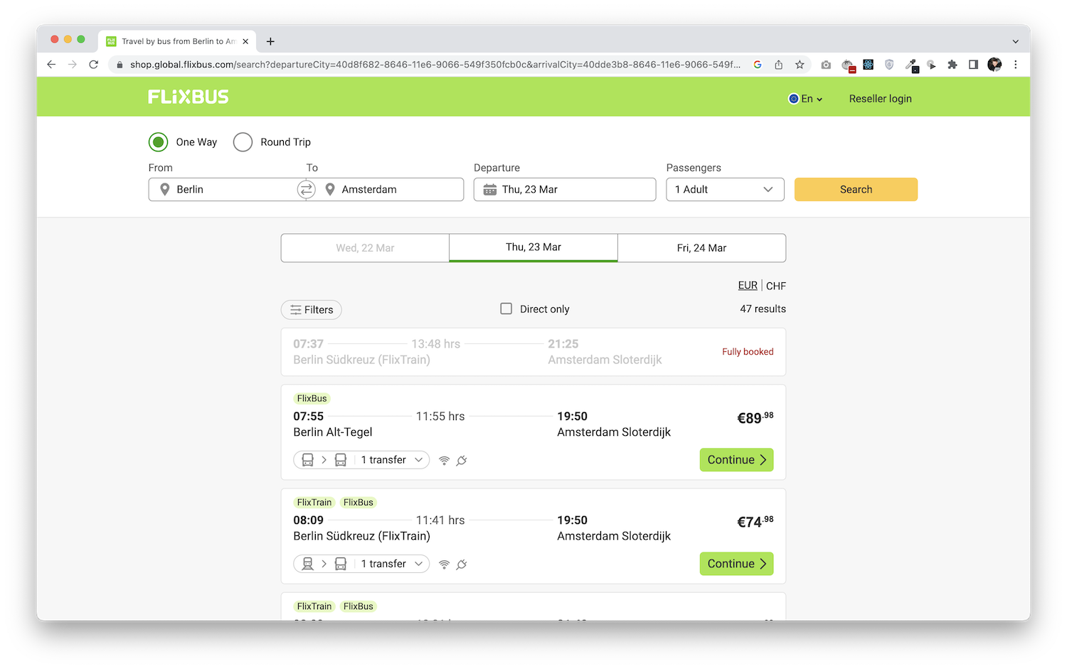 FlixBus screenshot