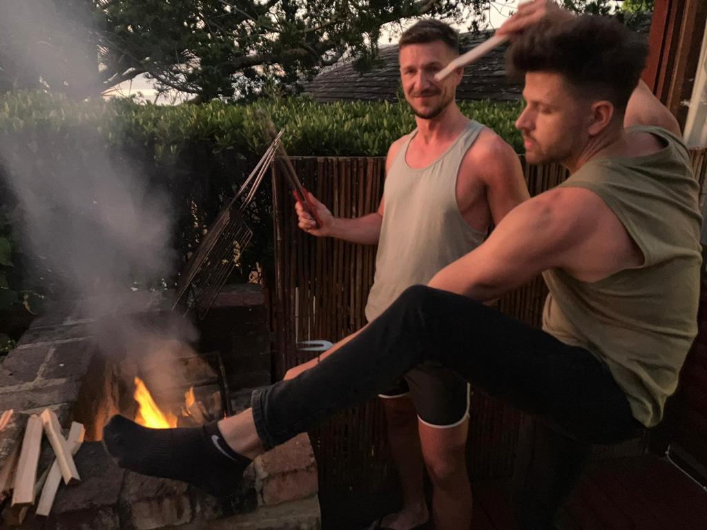 Ryan and Fabio doing a Braai