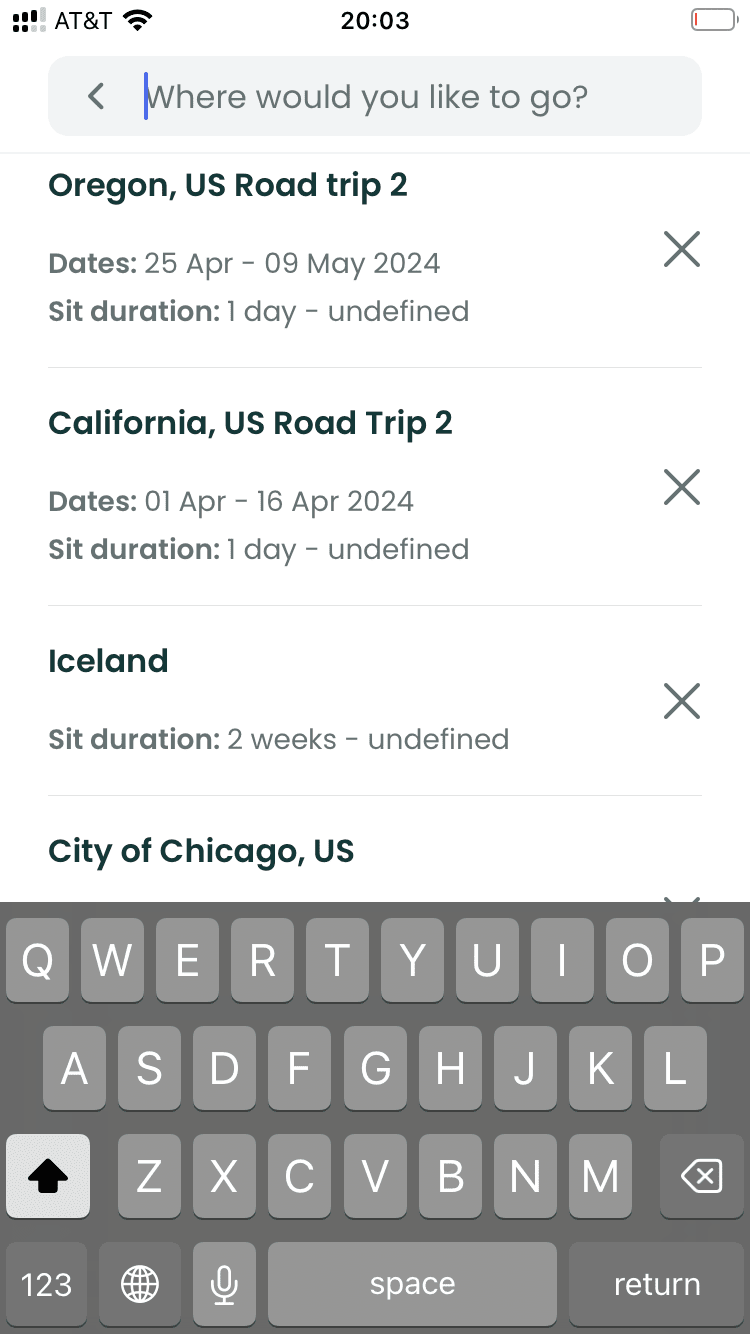 all our trustedhousesitters searches