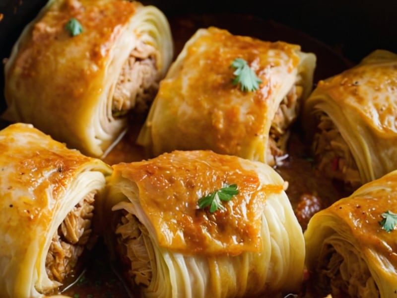 Slow Cooker Cabbage Rolls (Golumpki) close-up