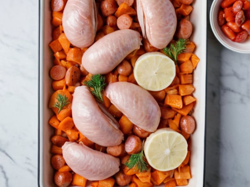 Sheet Pan Roasted Cabbage & Sausage ingredients