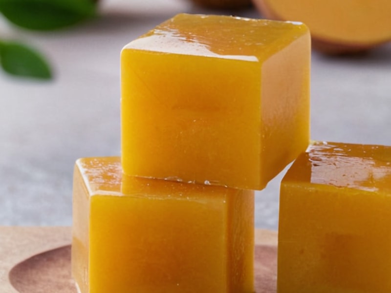 Mango Coconut Jelly Cubes (Vegan & Sugar-Free) close-up