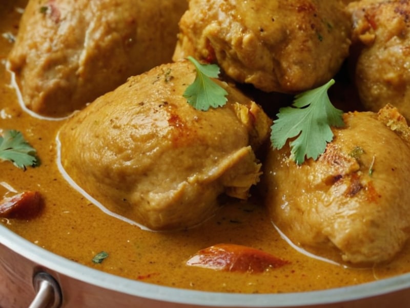 Budget Chicken Curry with Coconut Milk & Pantry Spices close-up