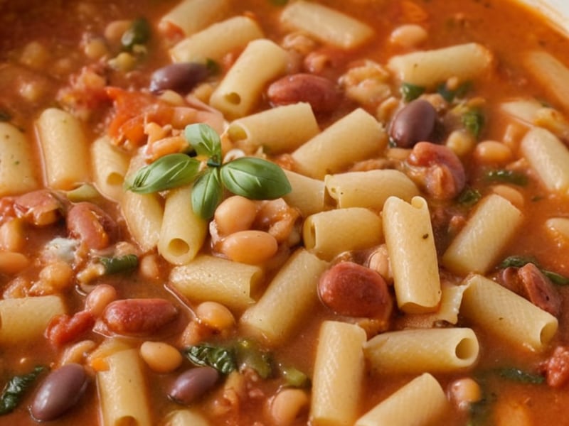 One-Pot Pasta Fagioli (Italian Bean & Pasta Soup) close-up