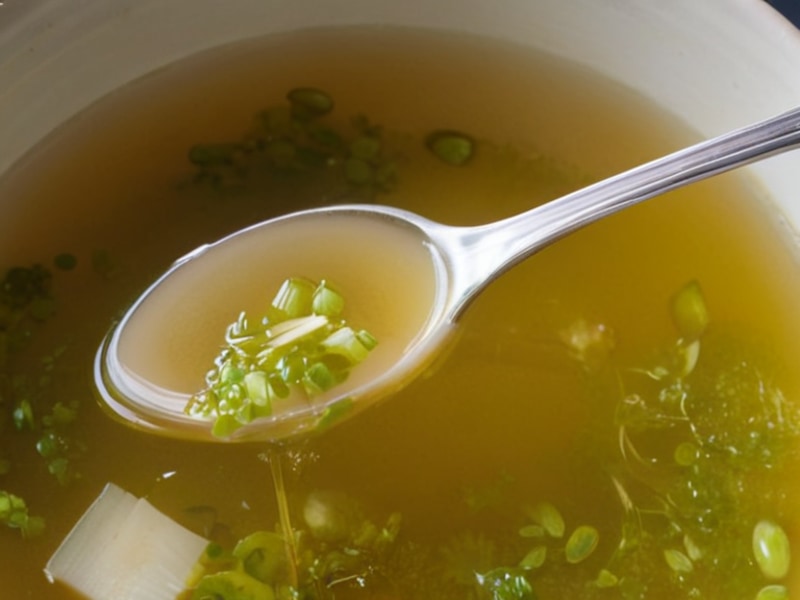 Prebiotic Leek & Garlic Jelly Broth (The Fibermaxxing Trend) close-up