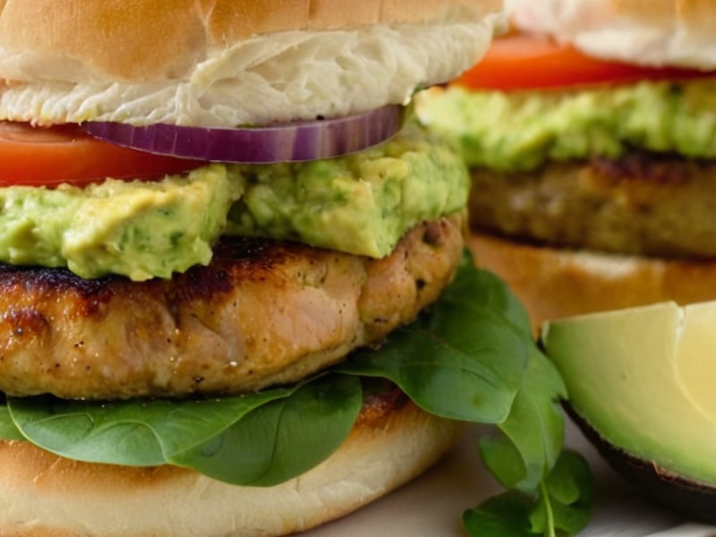 Air Fryer Turkey Burgers with Avocado Smash (No Bun Needed) close-up