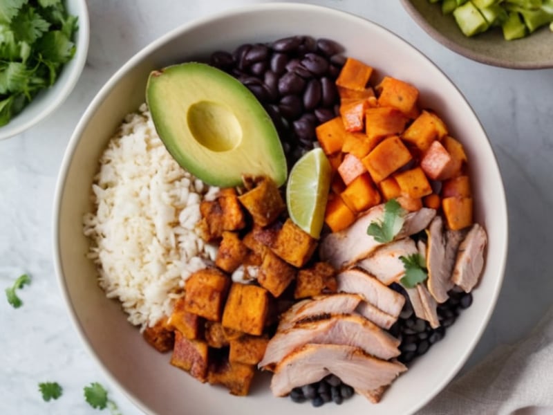 Air Fryer Sweet Potato & Black Bean Burrito Bowls ingredients