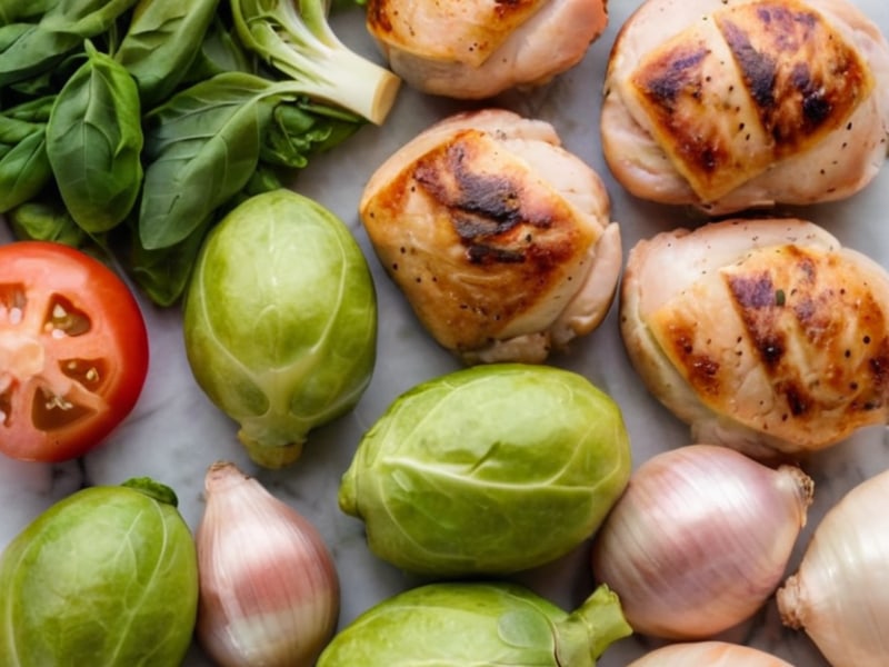 Air Fryer Lemon Garlic Brussels Sprouts & Chicken Sausage ingredients