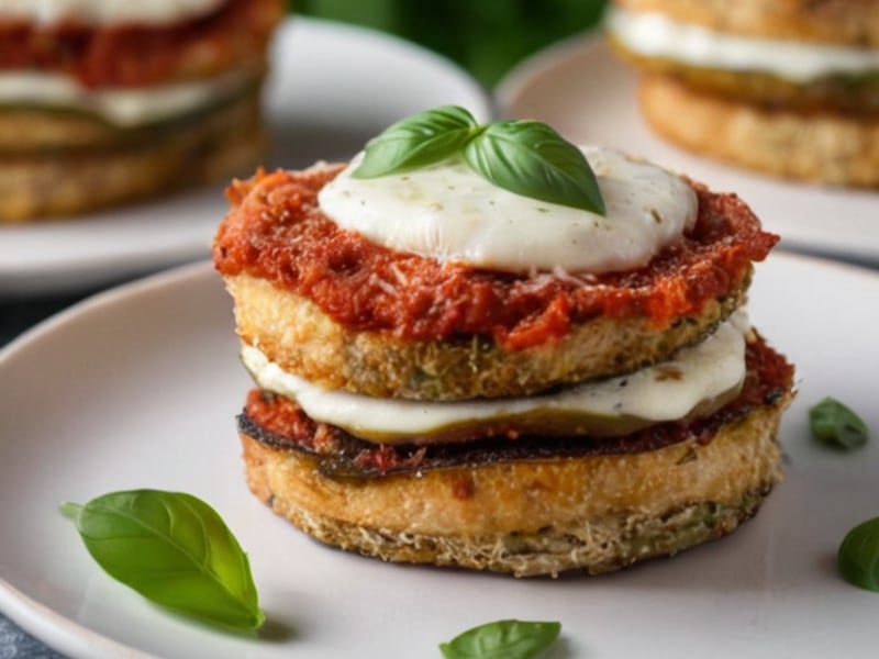 Air Fryer Eggplant Parmesan Stacks (Lightened-Up Classic) close-up