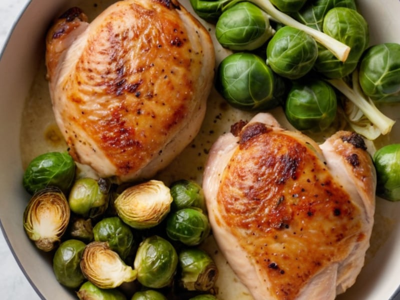 Air Fryer Chicken Thighs with Crispy Brussels Sprouts ingredients