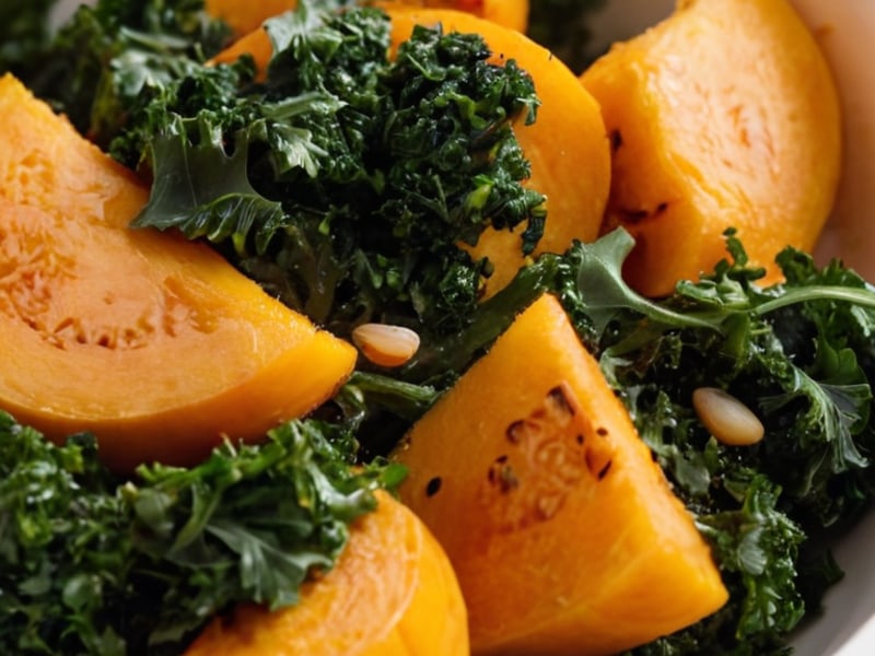 Air Fryer Butternut Squash & Kale Power Bowls close-up