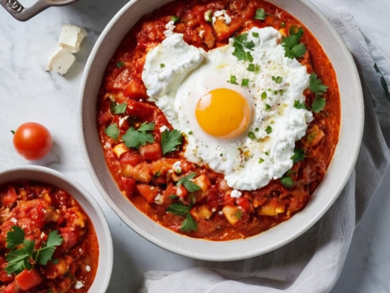 Smoked Paprika Shakshuka with Feta & Whipped Cottage Cheese ingredients
