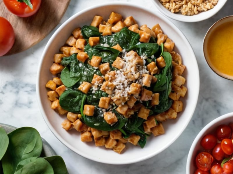 Creamy Tuscan Tempeh Skillet with Spinach & Sun ingredients