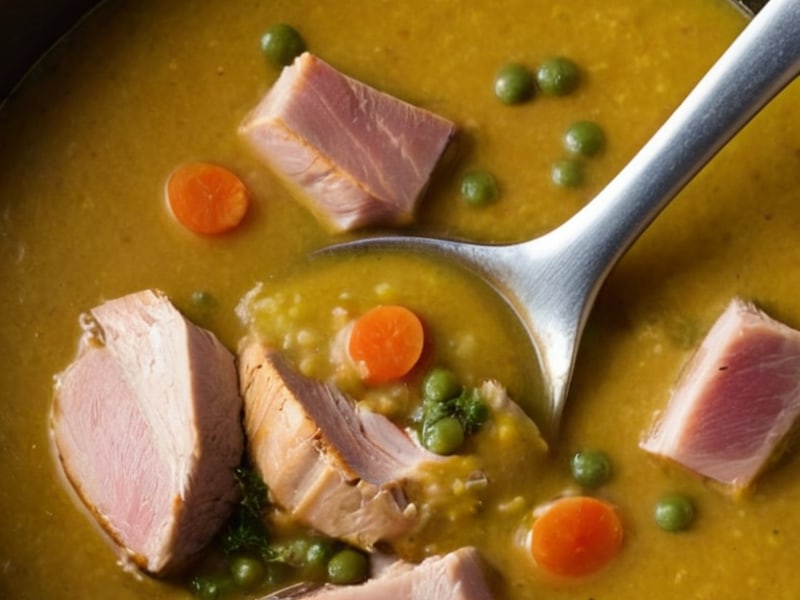Split Pea Soup with a Leftover Ham Bone close-up