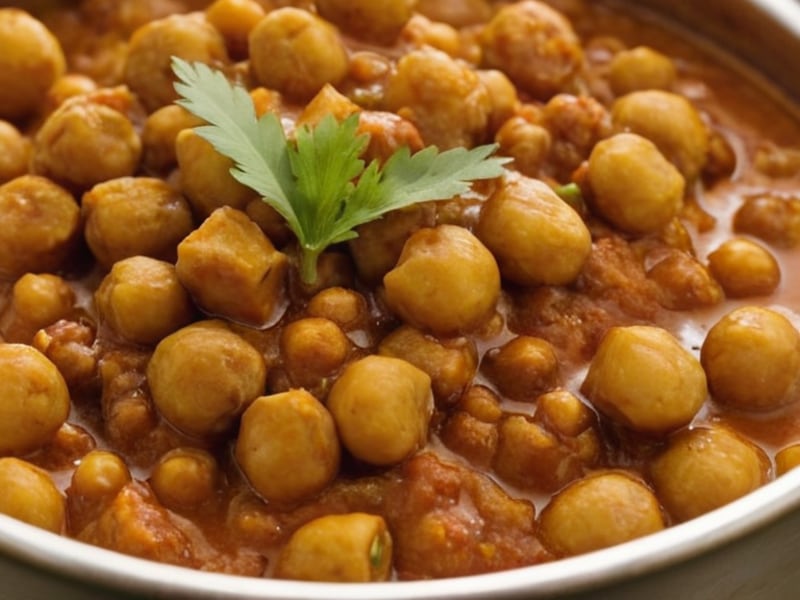 Indian Chana Masala from a Can of Chickpeas close-up
