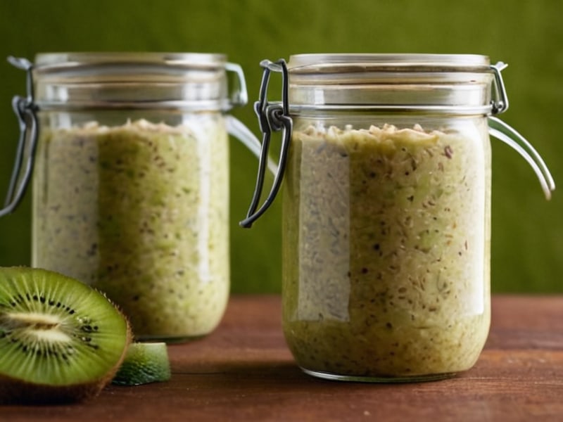 Overnight Blended Oat Jars with Kiwi & Flax (Gut-Boosting) close-up