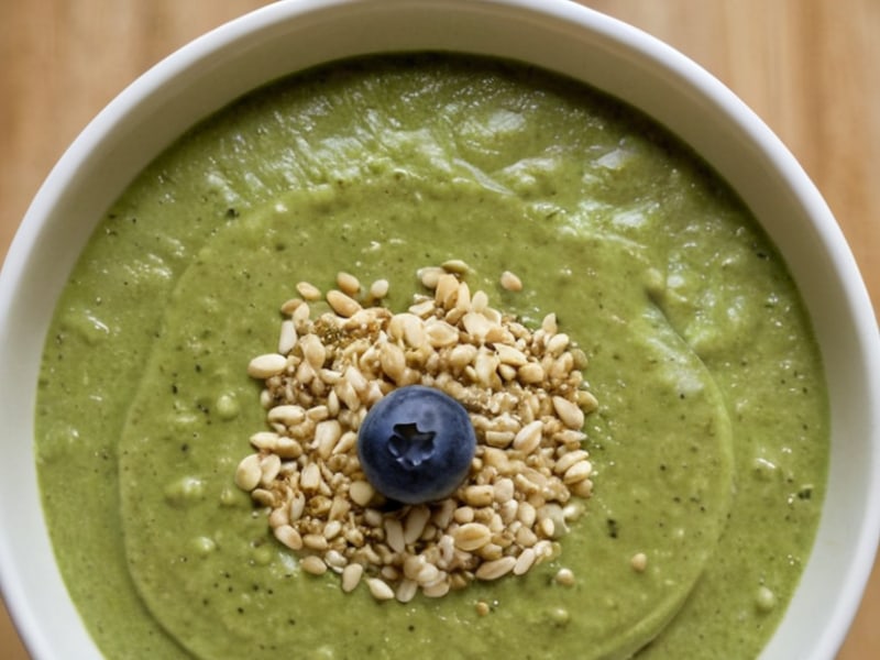 High Protein Matcha Avocado Smoothie with Hemp Hearts close-up