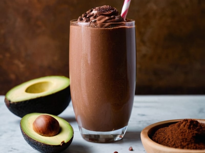 Chocolate Avocado Postbiotic Smoothie (Tastes Like a Milkshake!) close-up