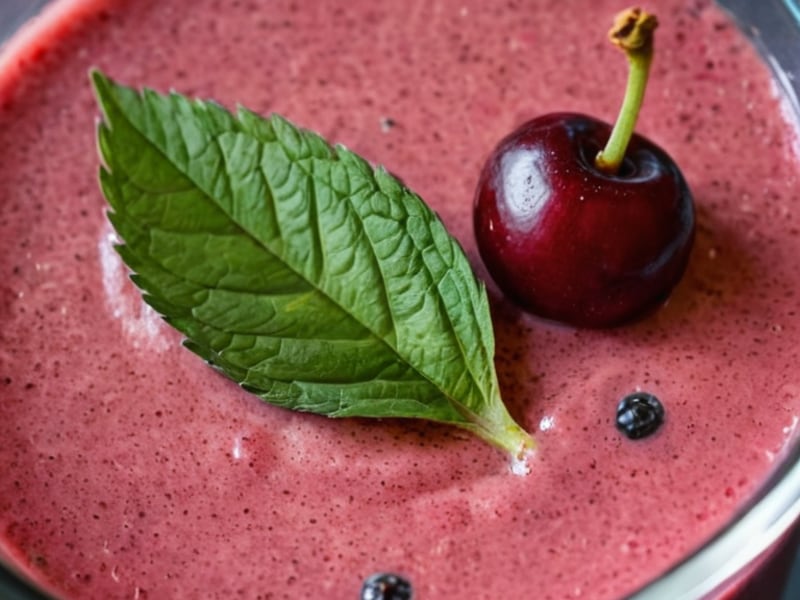Anti-Inflammatory Tart Cherry & Chia Smoothie close-up