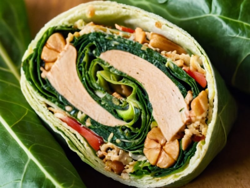 Thai Peanut Crunch Collard Green Wraps (No close-up